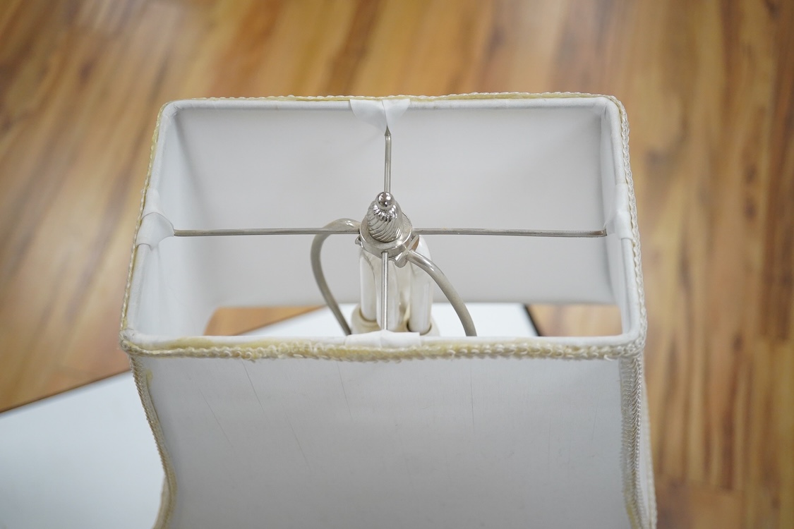 A modern mirrored table lamp and shade, 63cm total